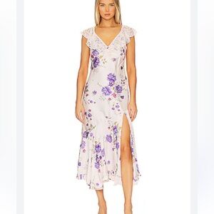 Free People Purple and Pink Maxi Sundress V-Neck Sleeveless
